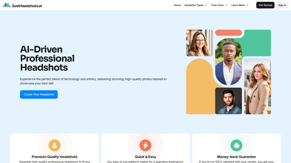 JustHeadshots.ai Website screenshot