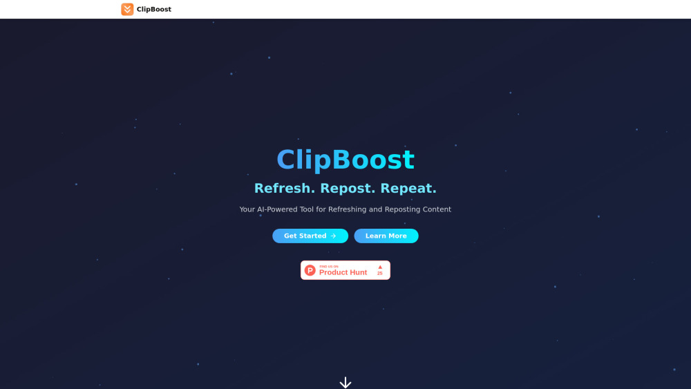 ClipBoost Website screenshot
