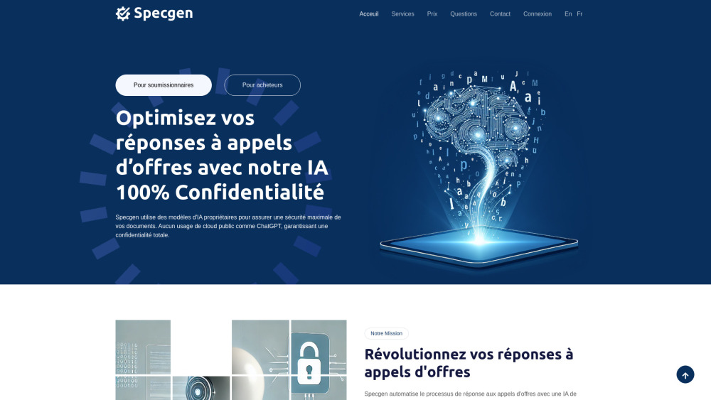Specgen.ai Website screenshot