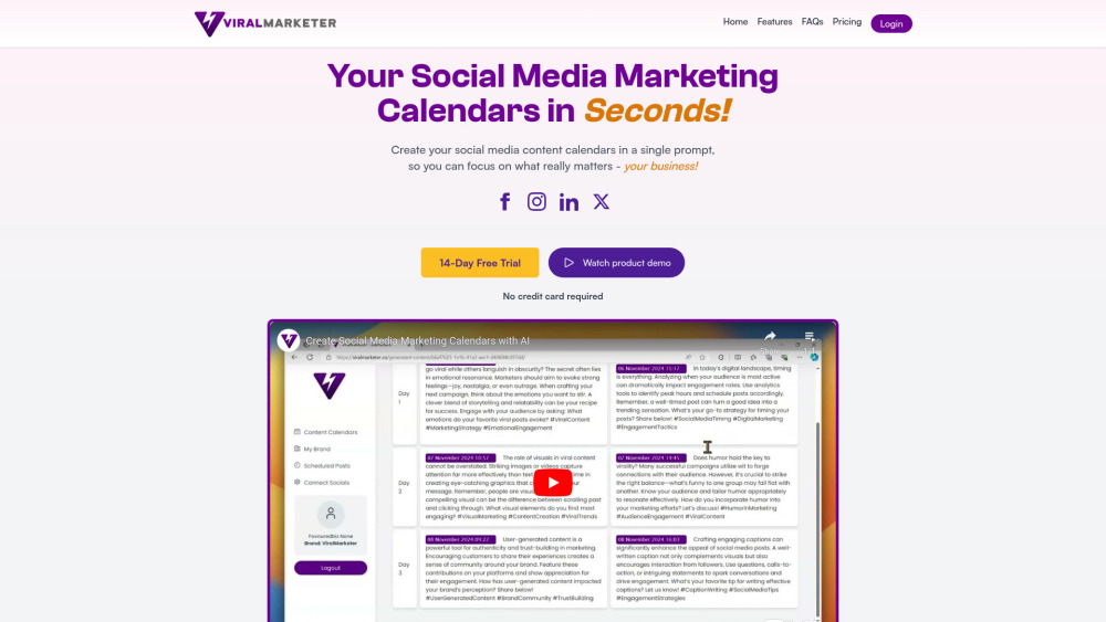 ViralMarketer Website screenshot