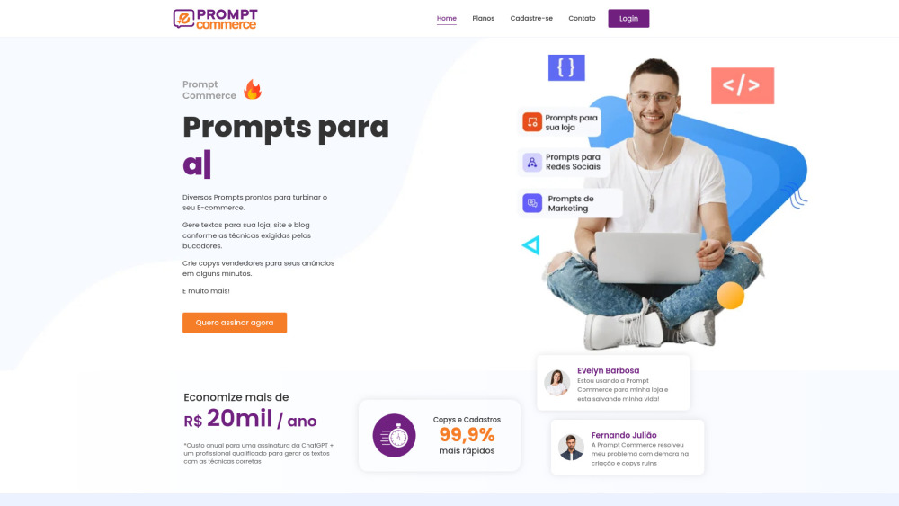 Prompt Commerce Website screenshot