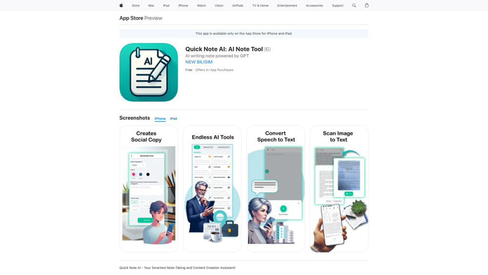 Quick Note AI Website screenshot