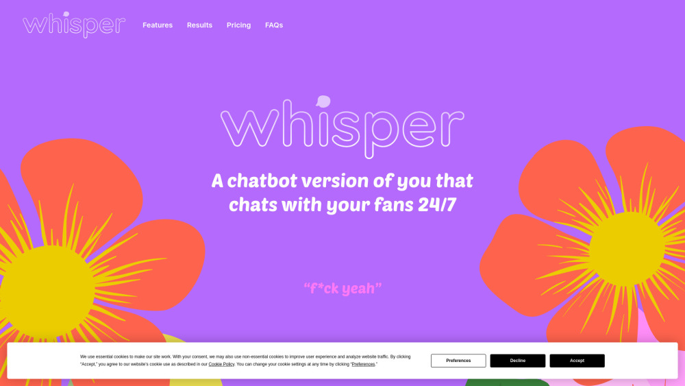 Whisper Website screenshot