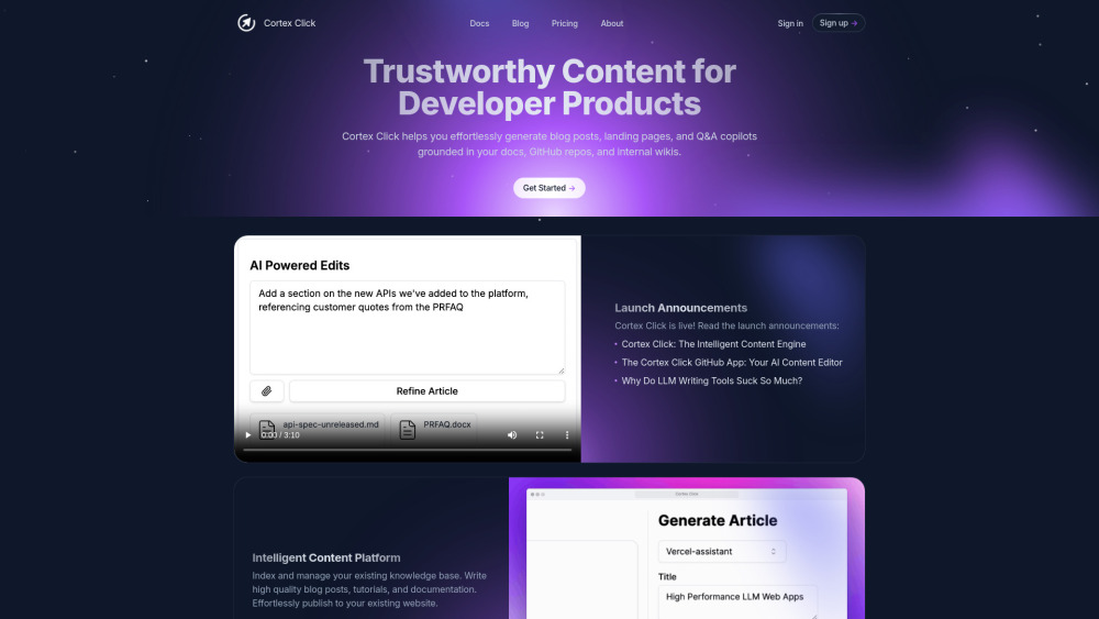 Cortex Click Website screenshot
