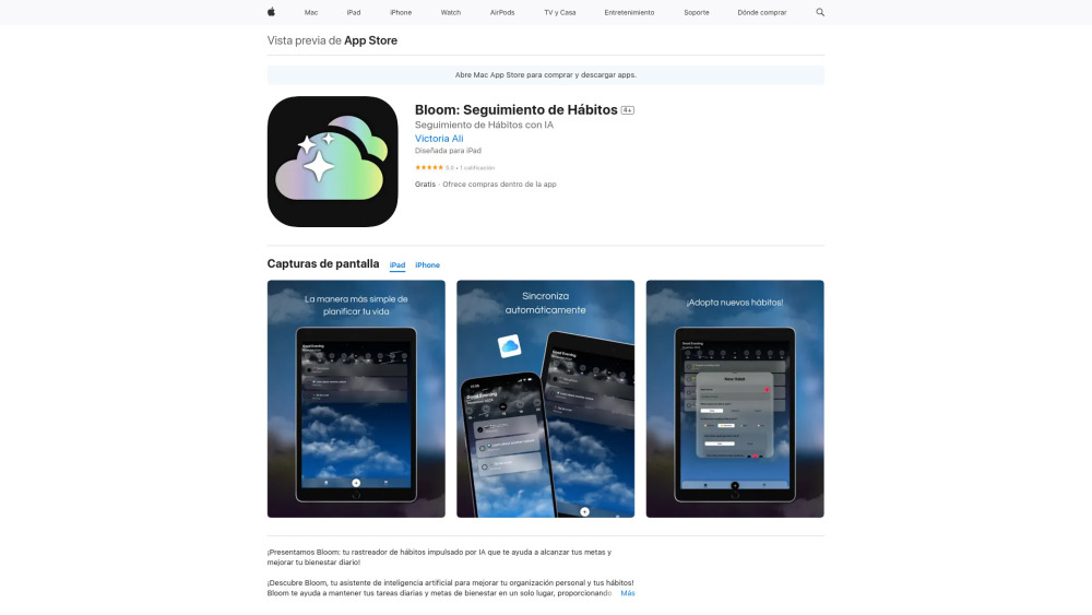 Bloom: Seguimiento de Hábitos Website screenshot