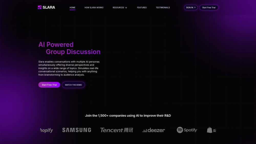 Slara.ai Website screenshot