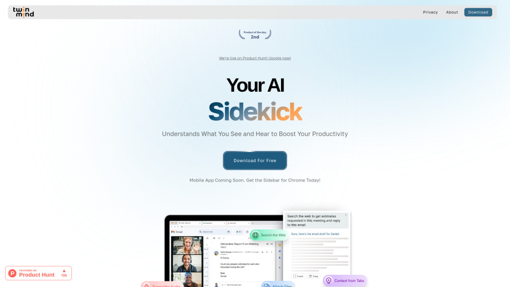 TwinMind Website screenshot