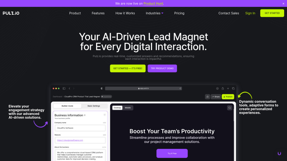 Pulz.io Website screenshot