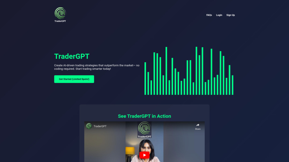 TraderGPT Website screenshot