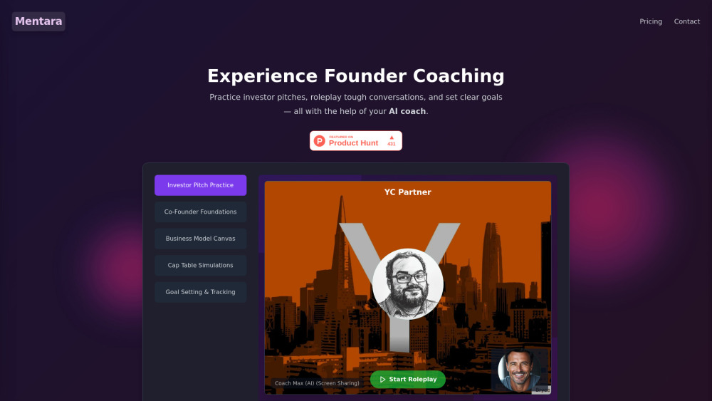 Mentara Website screenshot