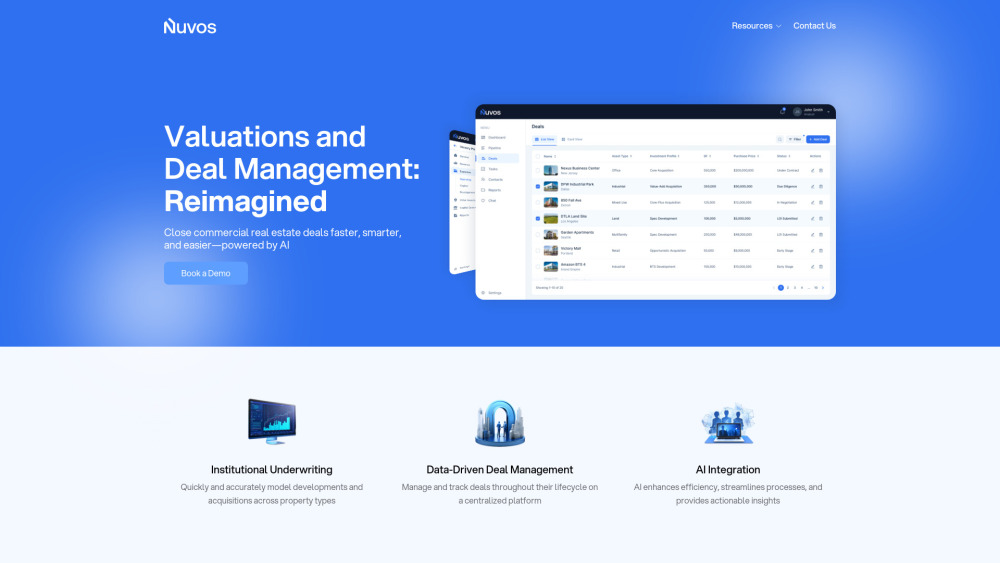 Nuvos Website screenshot