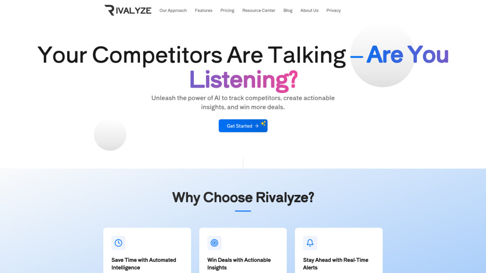 Rivalyze Website screenshot