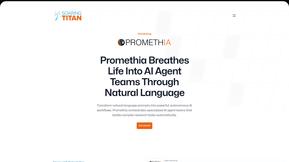 Promethia Website screenshot