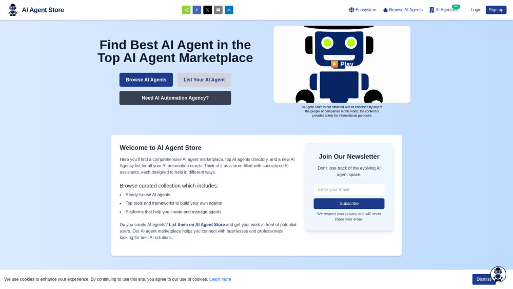 AI Agent Store Website screenshot