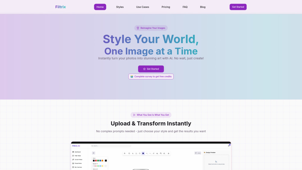 Filtrix AI Website screenshot