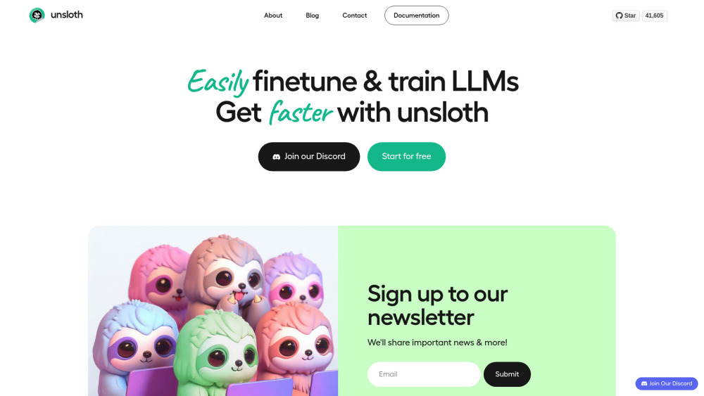 Unsloth AI Website screenshot