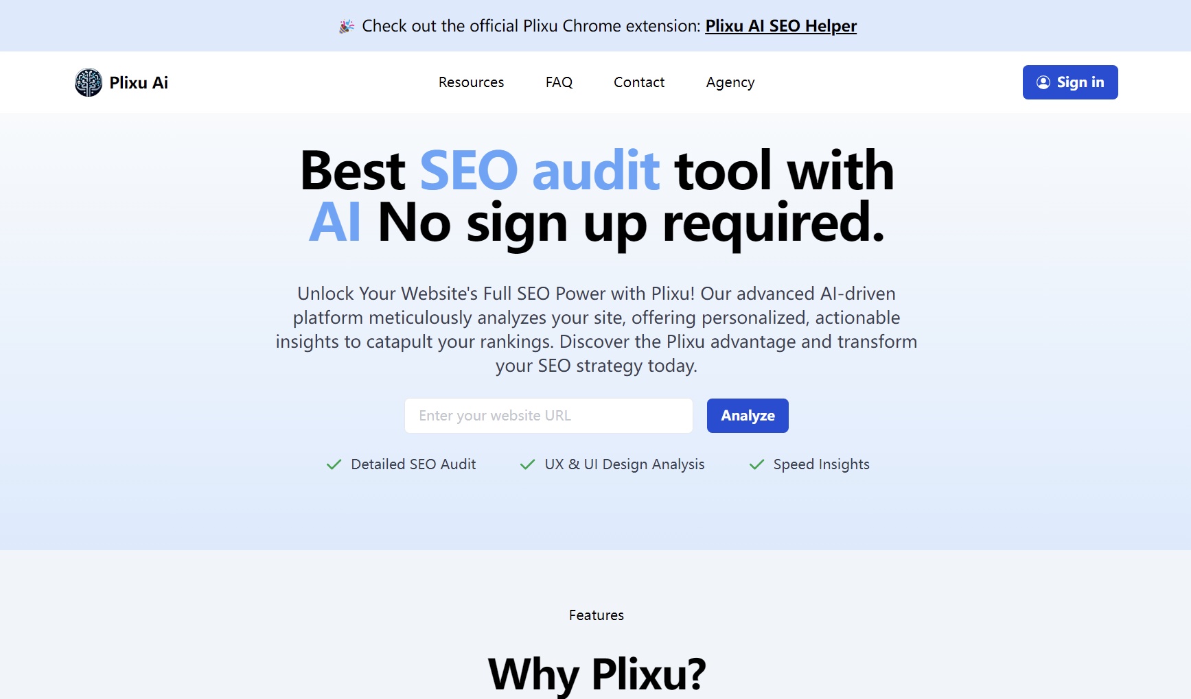 Plixu AI Website screenshot